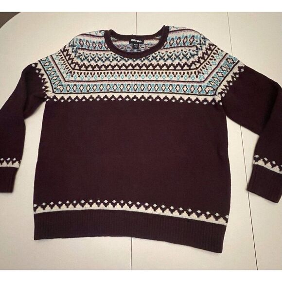 Land's End Nordic Wine‎ Blue & Pink Pullover Sweater Women's Sz XL /P Wool Blend - Picture 1 of 8